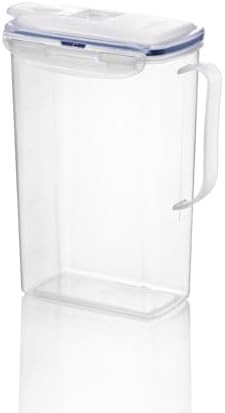 LocknLock Aqua Fridge Door Water Jug | Clear Pitcher | BPA Free Plastic-Pitcher with Lid | Pitcher with Lid for Water, Juice, Tea & More Beverages, Gray, 64 Ounces (Pack of 12)