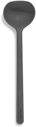GreenPan Silicone Ladle, Soup Mixing Stirring Serving, Cooking Kitchen Utensil, Flexible Rubber Nonstick Cookware, Rigid Steel Core, Heat-Resistant, Anti-Slip Handle, BPA-Free, Dishwasher Safe, Gray