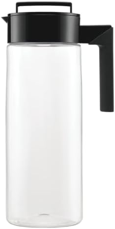 Takeya Airtight Pitcher - Durable BPA-Free Eastman Tritan Odor/Stain-Resistant Leakproof Lid for Iced Tea/Water Easy-Grip Silicone Handle Spill-Free Spout Fridge-Friendly Made in USA 2 Quart/Black