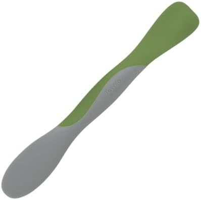 Tovolo Scoop and Spread Large Dual End Silicone Sandwich Spreader Tool with Nylon Handle, BPA Free Dishwasher Safe Silicone and Nylon Tool for Spreading and Scooping, Pesto Green and Oyster Gray