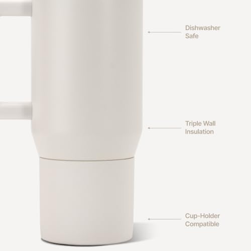 HydroJug Coffee Traveler 20oz Ceramic-Lined Mug with Handle, Linen