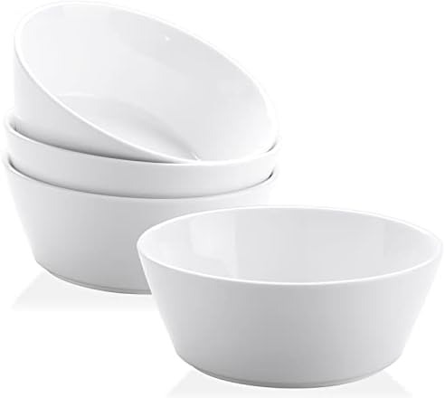 32 OZ Large Ceramic Bowls Set of 4, White Pasta Salad Bowls for Kitchen