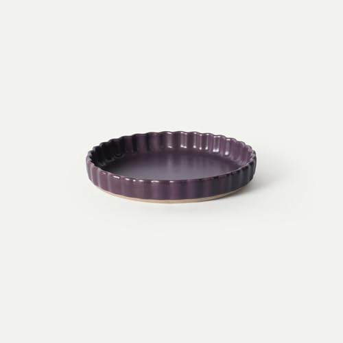 MORA Ceramic Tart Pan, 9.5 Inch Large Porcelain Baking Dish for Tarts, Quiche, Pie, Flan etc. Fluted Ruffled Edge, Oven, Microwave, Freezer, and Dishwasher safe - Great Gift For Bakers - Nebula
