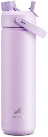 POWCAN 26 oz Insulated Water Bottle with 2-in-1 Straw and Spout Lid, Keep Cold 24H, Leak-Proof, Fits in Car Cup Holder, Stainless Steel Water Bottle for Sports, Travel, Gym, Gift, School (Lavender)