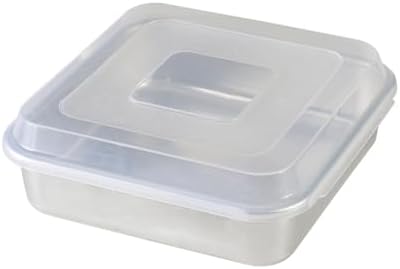 Nordic Ware Natural Aluminum Commercial Square Cake Pan with Lid, Exterior 9.88 x 9.88 Inches
