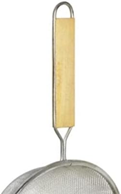 TrueCraftware- 6-Inch Single Fine Tin Mesh Strainer 6-3/4" Handle Length Wooden Handle- Kitchen Utensil Food Strainer Skimmer Spoon for Cooking Sieve Sifters Rice Quinoa Pasta Fruits Vegetable