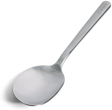 Misen Serrated Chef Spoon – Stainless Steel Multipurpose Cooking Spoon with Cutting Edge for Slicing Avocados Scooping Casseroles Breaking Ground Meat and Serving at the Table