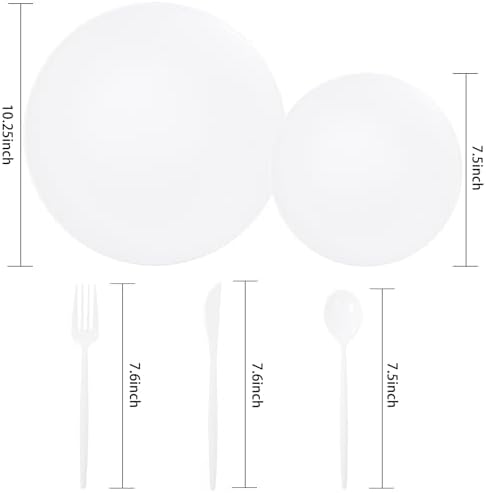 EjonirInjonir 150pcs Heavy-Duty White Plastic Plates for Party Serves 30
