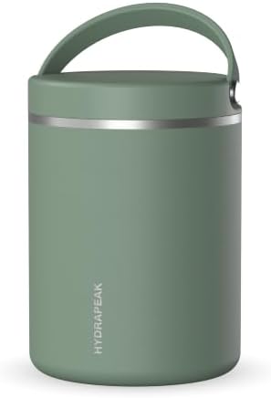 Hydrapeak 32oz Stainless Steel Vacuum Insulated Food Jar for Hot Food and Cold Food, Wide Mouth Leak-Proof Soup Jar for Adults, 10 Hours Hot and 16 Hrs Cold (Sage Leaf)