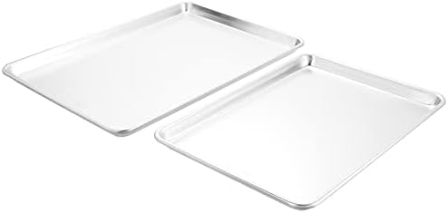 Nordic Ware Naturals Extra Large and Half Sheet Set - USA Made Aluminum Commercial Quality Sheet Pan for Baking or Roasting, Encapsulated Galvanized Steel Rim Prevents Warping, Big Sheet + Half Sheet