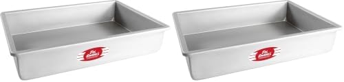 Fat Daddio's POB-10153 Anodized Aluminum Sheet Cake Pan, 10 x 15 x 3 Inch Silver (Pack of 2)