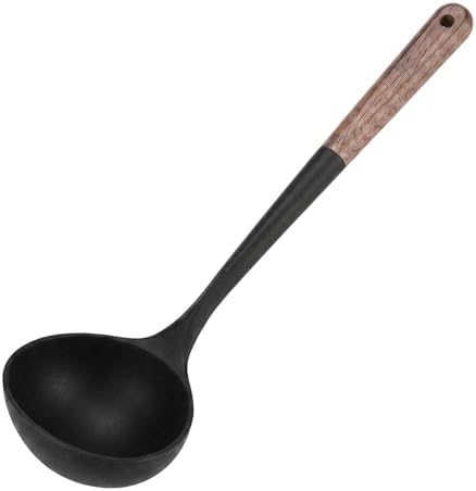 LorisArm Large 13" Soup Ladle Spoon, 8 Ounce Wooden handle Silicone Ladle Spoons Non Stick Kitchen Utensils.