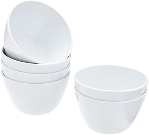 Amazon Basics Melamine Small Bowls for Sauces, Dessert, Round Serving Bowls, BPA Free, Dishwasher Safe, 8 oz, White, 6-Piece Set