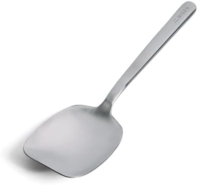 Misen Scraper Chef Spoon – Stainless Steel Cooking Spoon and Spatula Hybrid for Flipping Burgers Tossing Vegetables Scraping Pots Serving Casseroles and Everyday Kitchen Prep