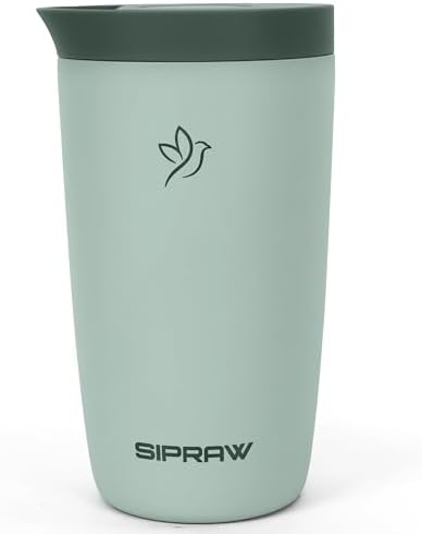 12oz Travel Coffee Mug with Lid | Insulated Stainless Steel Tumbler for Hot & Cold Drinks | Leakproof, Reusable, BPA Free, Dishwasher Safe, Cup Holder Friendly, Pastel Green