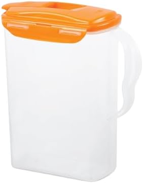 LocknLock Aqua Fridge Door Water Jug | Clear Pitcher | BPA Free Plastic Pitcher with Lid | 3 Quart Pitcher with Lid for Water, Juice, Tea & More Beverages, Orange