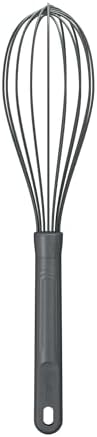Zyliss Silicone Large Balloon Whisk, Sustainable Wheatstraw/Nylon, Balloon Whisk for Cooking and Serving with Heat Resistant Silicone Head, Beluga Grey, 12" x 2.6", Dishwasher Safe, 5 Year Guarantee