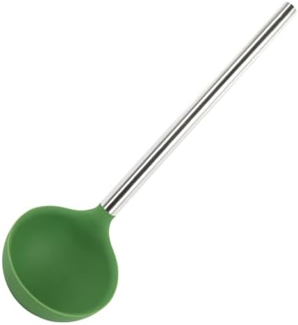 Tovolo Silicone Ladle With Stainless Steel Handle Deep Soup Ladle for Cooking Canning Serving Soup Punch Stew Sauce, Large Kitchen Utensil Spoon Dishwasher Safe BPA Free Silicone Pesto Green