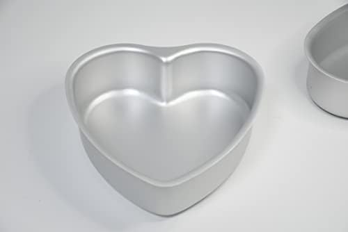 set of 3 Heart-shaped cake pan,6 inch heart-shaped cake tin, aluminum, for weddings, parties, family and other occasions cake (6 x 2 Inch,Set of 3)