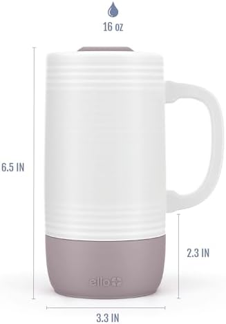 Ello Jane 18oz Ceramic Travel Mug with Handle with Coaster, Mauvewood