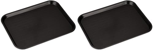 Carlisle FoodService Products Cafe Plastic Fast Food Tray, 14" x 18", Black (Pack of 2)