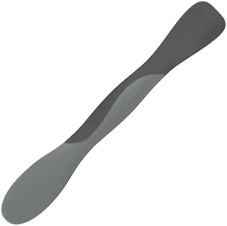 Tovolo Mini Scoop and Spread Tool for Kitchen Meal Prep Small Sandwich Spreader Spatula for Peanut Butter Jelly, Silicone BPA Free Dishwasher Safe Scooper Spreader, Charcoal and Oyster Gray