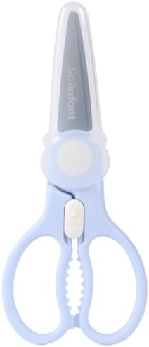 Premium Stainless Steel Portable Baby Food Safety Scissors, Detachable Feeding Shears for Toddlers Infant Kids Food Cutting Meats Noodles Vegetables with Protactive Cover