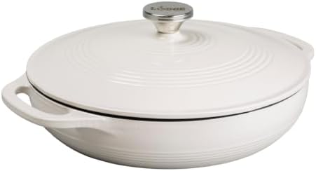 Lodge Essential Enamel Cast Iron Braiser, 3.6 Quart, Oyster White