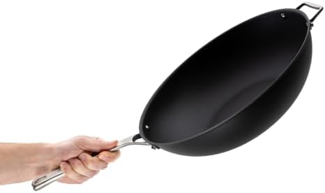 STRATA 14" Carbon Clad® Nitrided Wok, 3-Ply Carbon Steel Cookware with Aluminum Core, Lightweight, Even Heating, Naturally Stick-Resistant & Fast-Heating