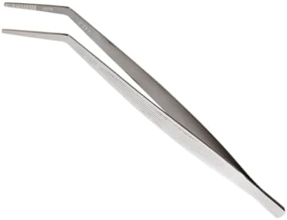 Mercer Culinary 18-8 Stainless Steel Chef Plating Tongs, Curved Tip, 9-3/8 Inch