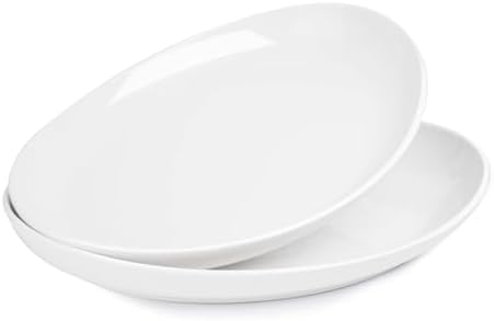 Sweese 2-Pack Porcelain Oval Serving Platters, White High-Grade Durable Professional, 14.5 Inch 2.0 Count