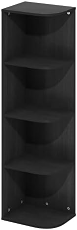 Furinno Pasir 4-Tier Corner Open Shelf Bookcase, Blackwood