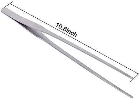OIIKI Stainless Steel Polished Extra-Long 10.6 inch Tongs Tweezers