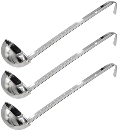 3-Pack Stainless Steel Soup Ladle Set with Hooked Long Handle 3 oz