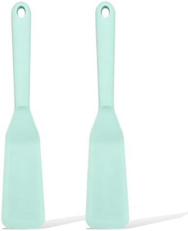 【2 Pack】Kunovo Small Spatula for Nonstick Cookware Mini Spatulas for kitchen Use,Heat-Resistant Silicone Thin Spatula Cooking Baking (2 Pack-Blue)