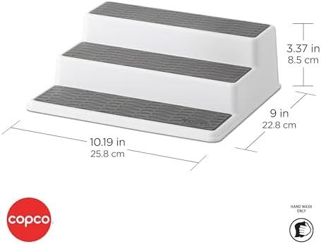 Copco Grey 2 Non-Skid 3-Tier Spice Rack Organizer for Pantry, 2-Pack, 10-Inch