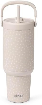 Ello Oasis Go+ 32oz Insulated Stainless Steel Tumbler with Straw, Wild Dot