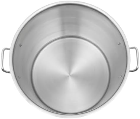 Stainless Steel Stockpot, 100 Quart Large Cooking Pots, Cookware Sauce Pot with Lid, Heavy Duty Commercial Kitchen Grade Stock Pot for Soup, Stew & Sauce, Riveted Silicone Handle