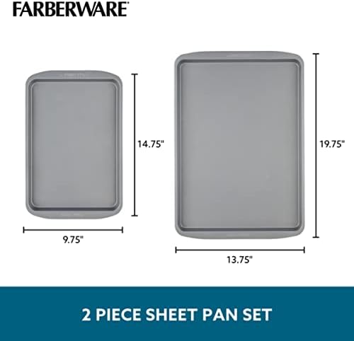 Farberware GoldenBake Nonstick Bakeware Cookie/Baking Sheet Pan Set, 2 Piece, Gray