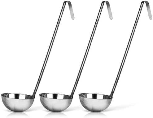3-Pack Stainless Steel Soup Ladles, 4 oz Heat Resistant Serving Spoons