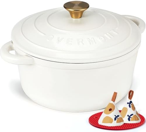 Overmont Enameled Cast Iron Dutch Oven - 5.5QT Pot with Lid Cookbook