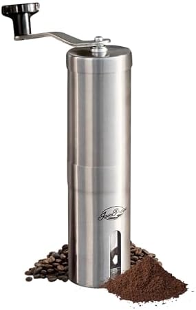 JavaPresse Manual Stainless Steel Coffee Grinder - 18 Adjustable Settings, Portable Conical Burr Grinder for Camping, Travel, Espresso - With Hand Crank