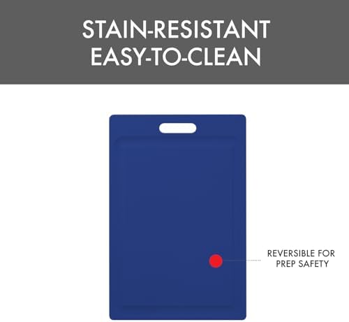 Dexas NSF Certified Polysafe Cutting Board with Handle and Juice Well, 12 x 18 inches, Reversible Kitchen Cutting Board, Blue