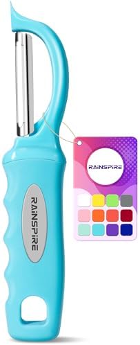 Rainspire Vegetable Peeler Potato Peelers for Kitchen, Sharp Stainless Steel Blades Veggie, Comfortable Handle Fruit Peeler, Carrot Peeler Apple Peeler Dishwasher Safe, Blue, 1-Pack