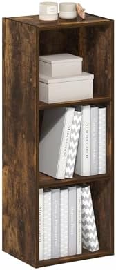 Furinno LUDER Book Shelf, 3-Cube Bookshelf, Bookcase with Open Shelves, 9.3 x 12 x 31.5, Easy Assembly, for Living Room, Bedroom, Home Office, Amber Pine