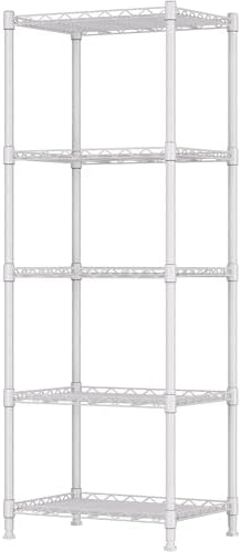 REGILLER 5-Wire Shelving Metal Storage Rack Adjustable Shelves,Standing Storage Shelf Units for Laundry Bathroom Kitchen Pantry Closet(White,11.8" D x 16.6" W x 53.5" H)
