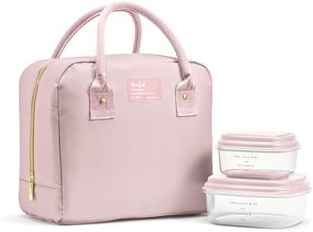 Fit & Fresh Bloomington Lunch Bag for Women - Insulated Large Lunch Box for Work with Containers, Leak-Resistant, Stain-Resistant, Zipper Closure, Mauve