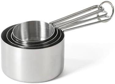 Martha Stewart Richburn 4-Piece Stainless Steel Measuring Cups Set – Durable and Accurate Kitchen Measuring Tools for Baking and Cooking