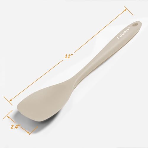 Vovoly Silicone Spatula Spoon Set, 11 IN, Khaki, Spoonulas Heat Resistant