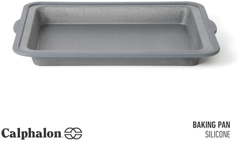 Calphalon Omni 12 x 8.5-Inch Bake Pan with GlassFlex Technology, Flexible Silicone & Micro-Woven Glass Core for Ultra Airflow & Even Baking, Grey